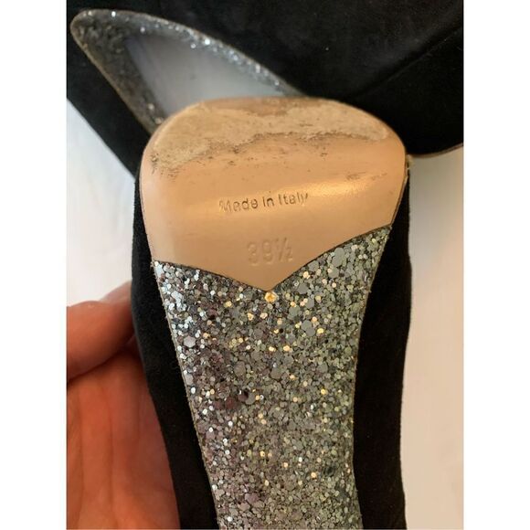 Miu Miu Black Suede Glitter Heel Platform Pump size 39.5 US 9.5 - Picture 7 of 7